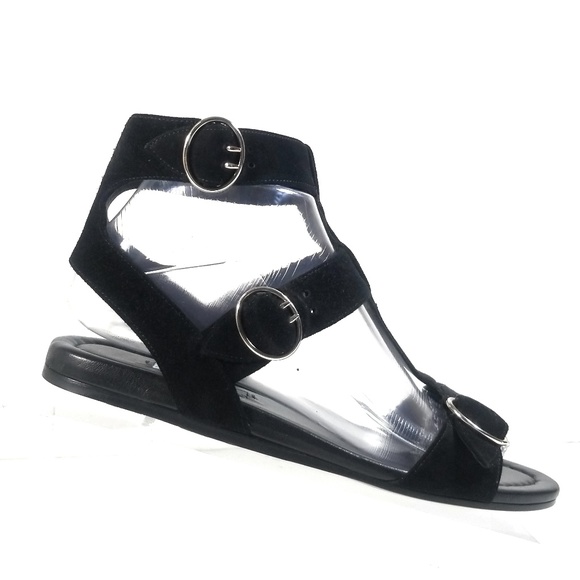 New Prada Milano Leather Suede Buckle Sandals 37 - Picture 1 of 8